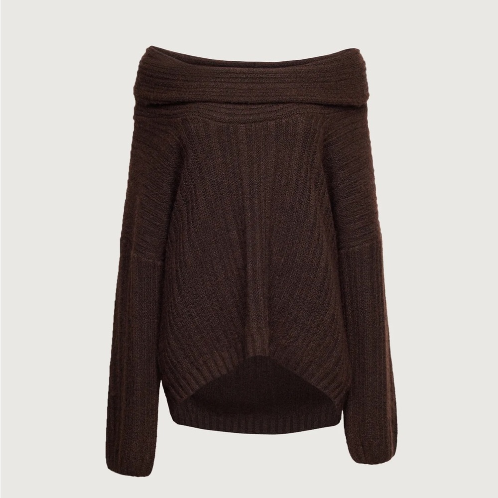 OAK + FORT OVERSIZED SLOUCHY OFF THE SHOULDER SWEATER